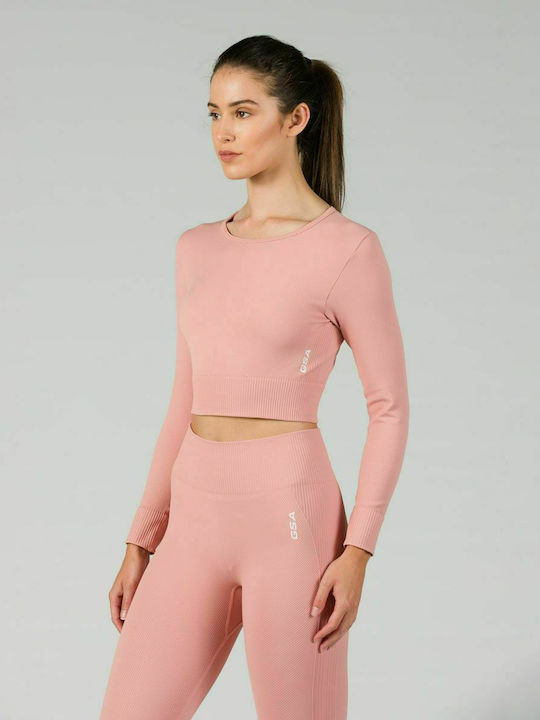 GSA WMN RIB R3 SEAMLESS CROP TOP L/S