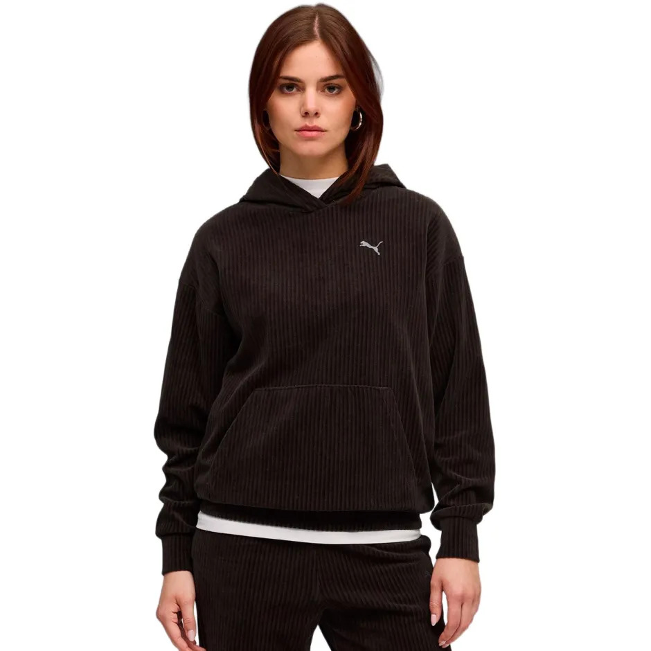 PUMA ESS ELEVATED Comfort Velour Rib Hoodie ΦΟΥΤΕΡ ΜΕ ΚΟΥΚΟΥΛΑ