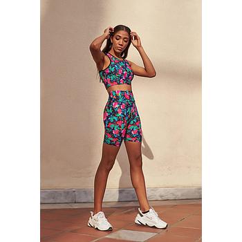 Magenta Floral Biker Shorts Dazzler - One Size